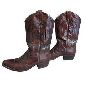 Dan Post Cowboy Boots Men's 10.5 D Brown Leather Made in Spain Style 6605
